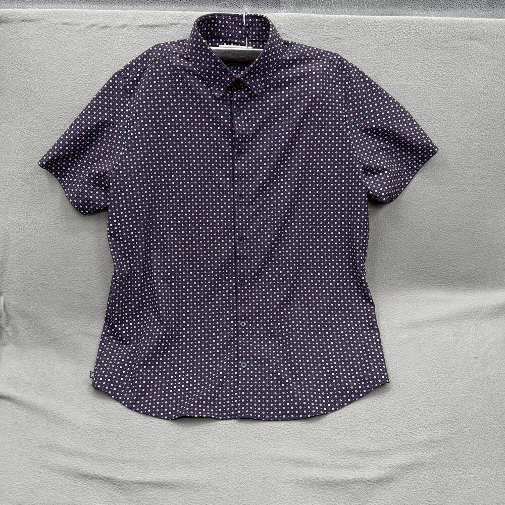 Mizzen+Main Shirt Mens XL Purple Geometric‎ Short Sleeve Button Up Performance